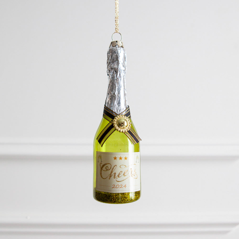 Cheers Champagne Ornament Green