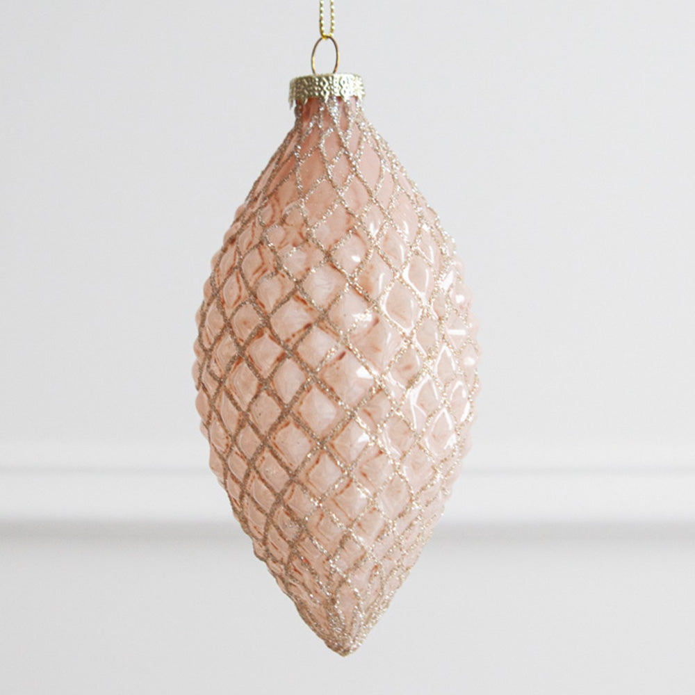 Pale Pink Quilted Drop Bauble