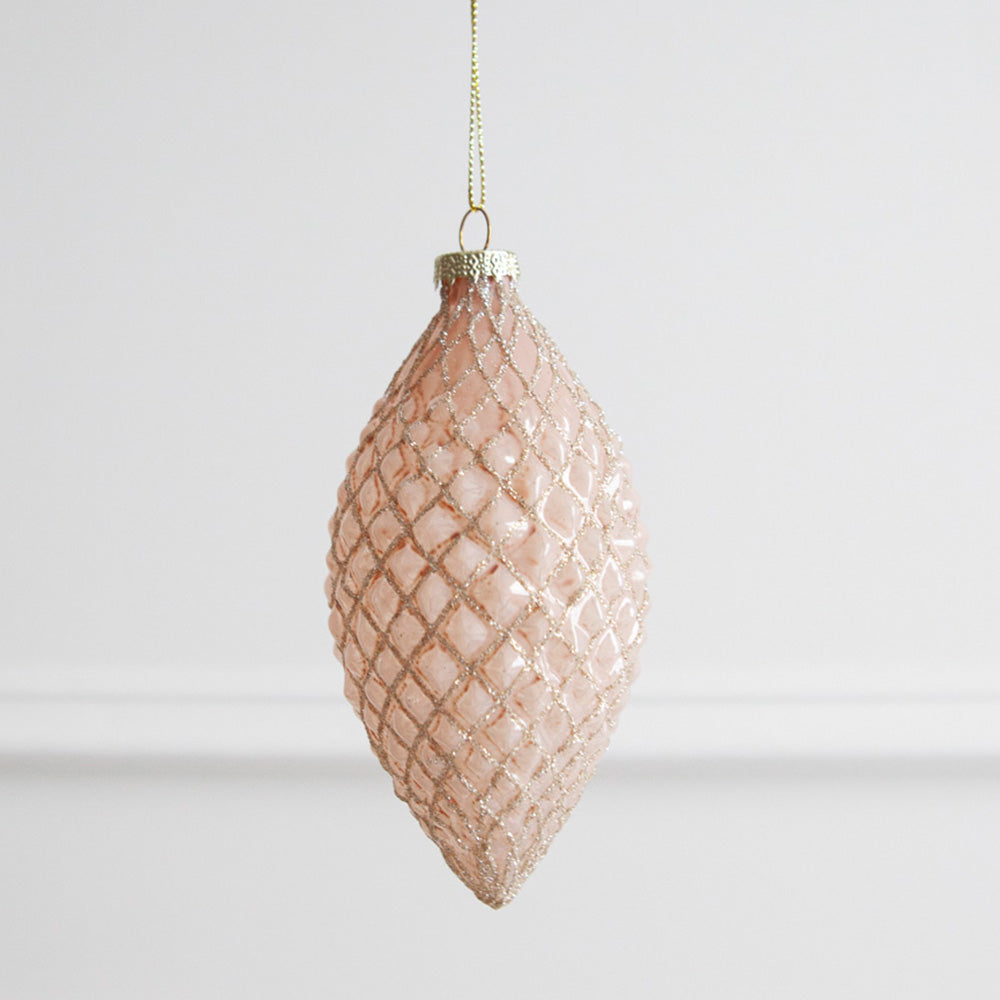 Pale Pink Quilted Drop Bauble