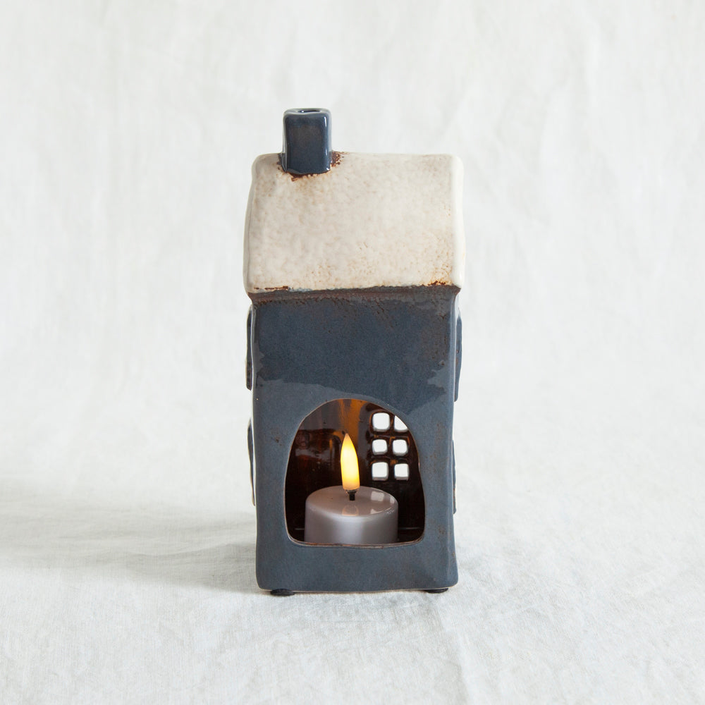 Ceramic Tealight Cottage Navy