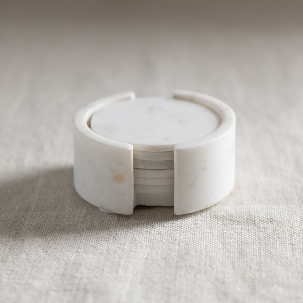White Marble Coasters Set of 6 – Pepperwhites by Tara Dennis