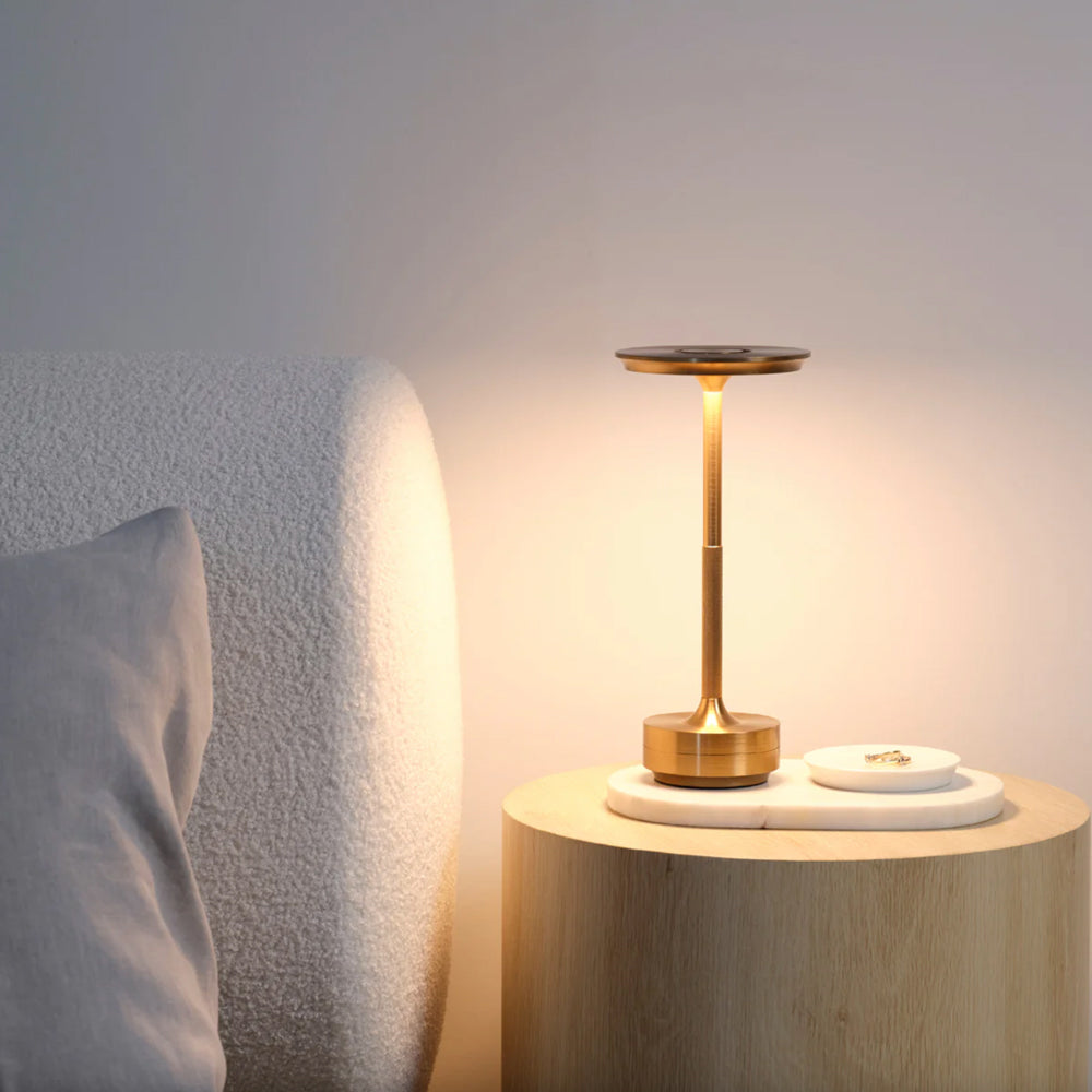 Cordless Modern Brass Bedside Table Lamp.