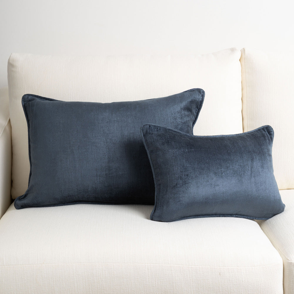 Crushed Velvet Cushion Atlantic Blue 40x60cm