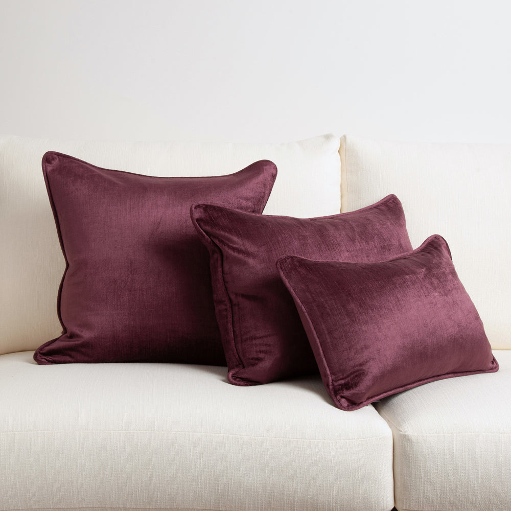 Crushed Velvet Cushion Damson 50x50cm
