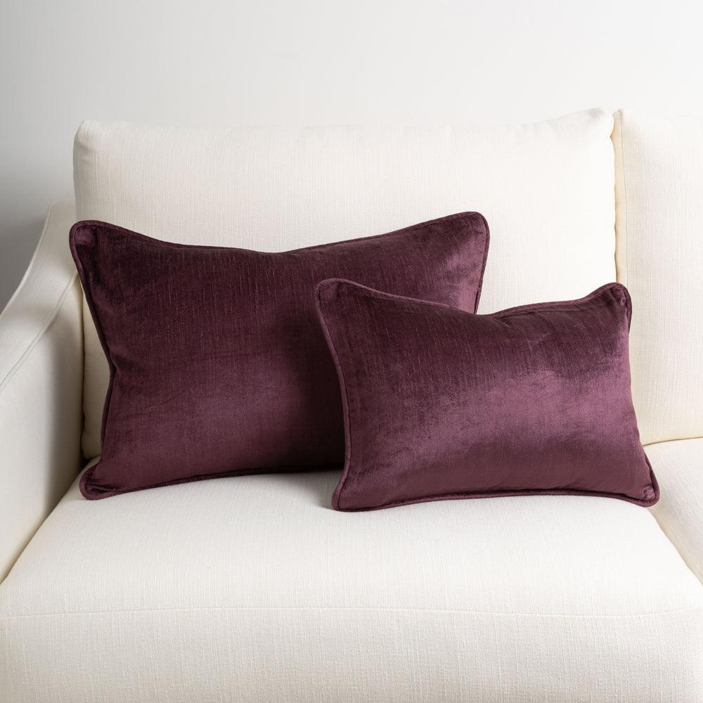Crushed Velvet Cushion Damson 30x45cm