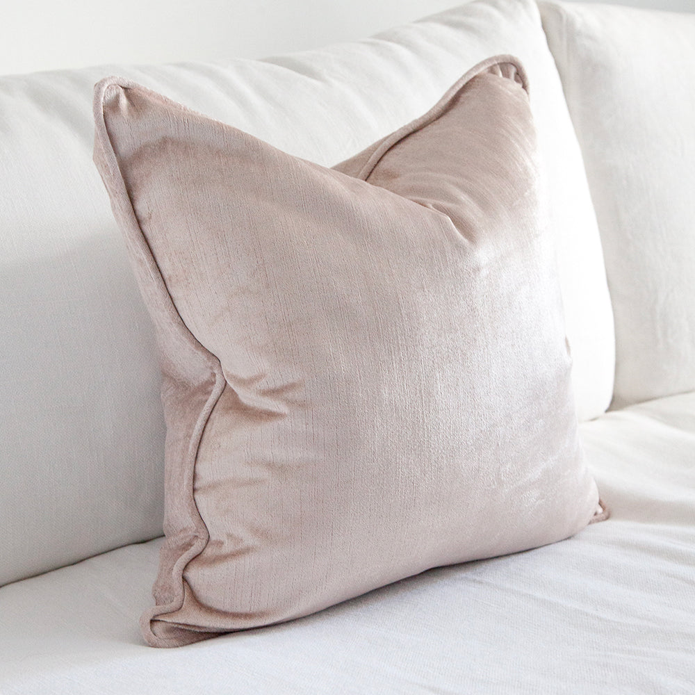 Dusty pink velvet cushion