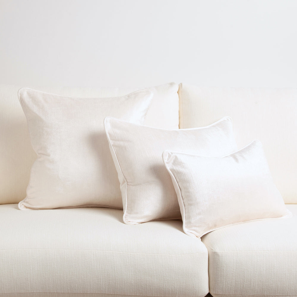 Crushed Velvet Cushion Ivory 50x50cm