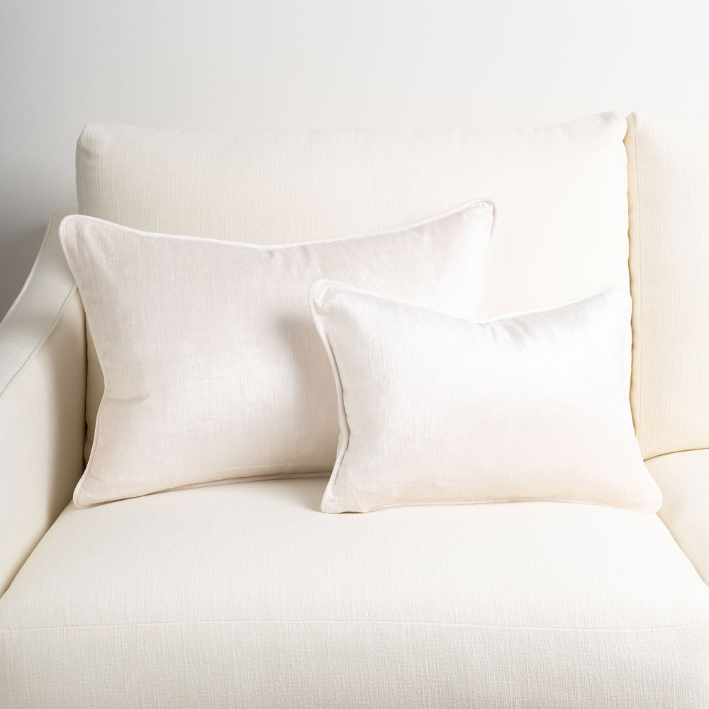 Crushed Velvet Cushion Ivory 40x60cm