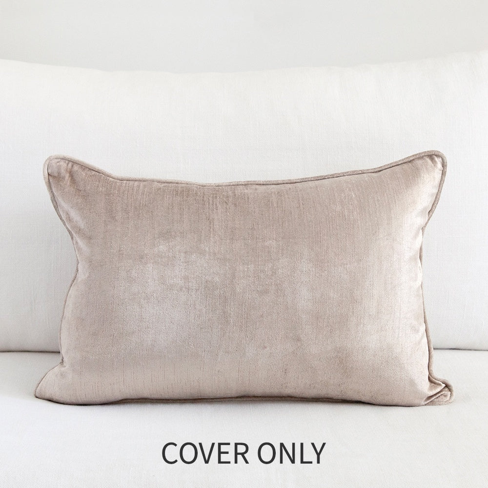 Crushed Velvet Cushion Oyster Cover Only 40x60cm