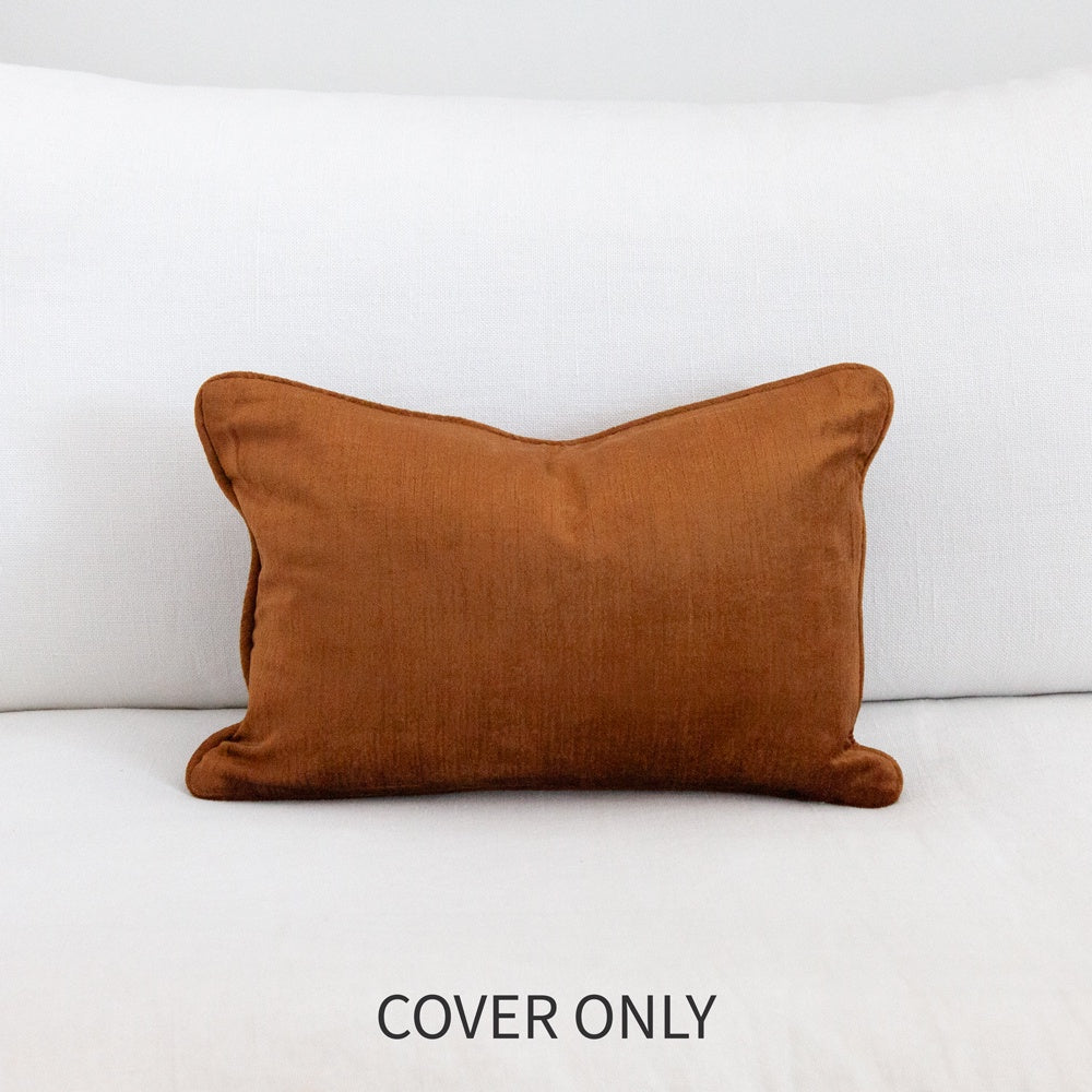 Ochre velvet cushion cover.