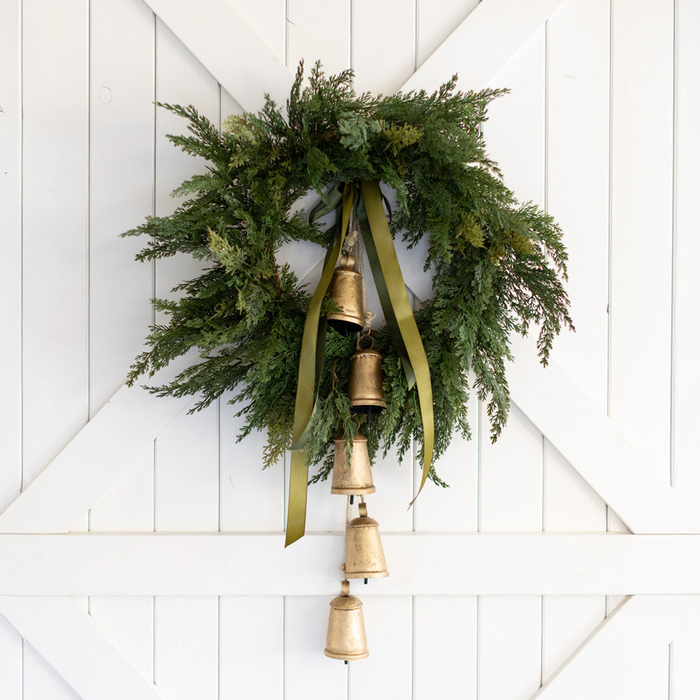 Cypress Wreath & Bells Decorative Set