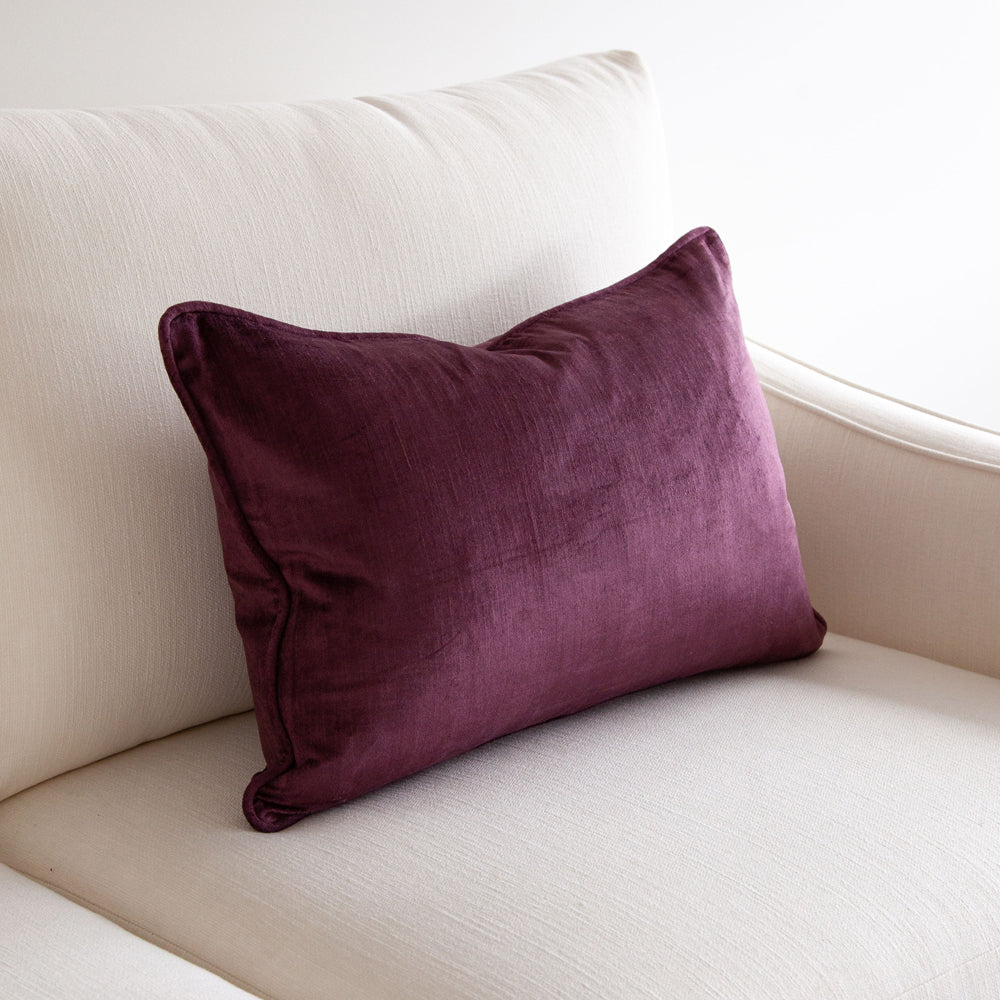 Crushed Velvet Cushion Damson 40x60cm