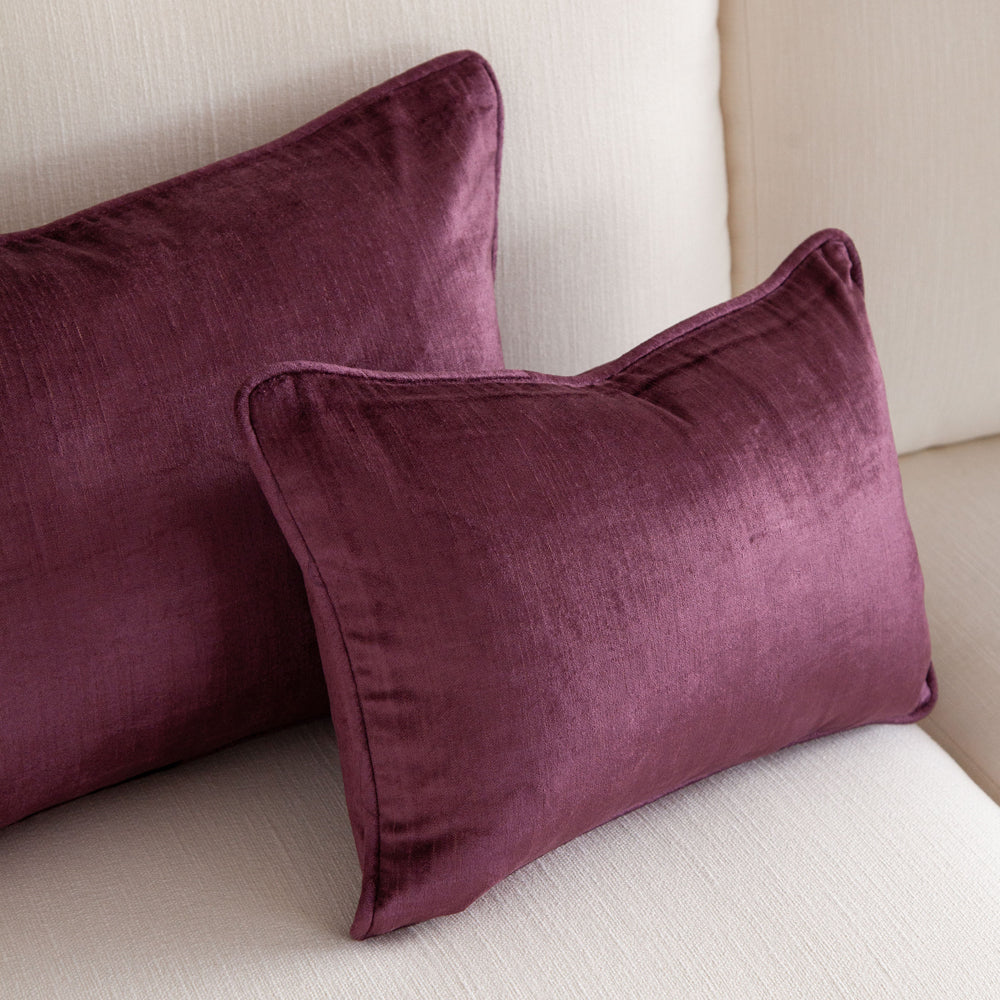 Crushed Velvet Cushion Damson 30x45cm