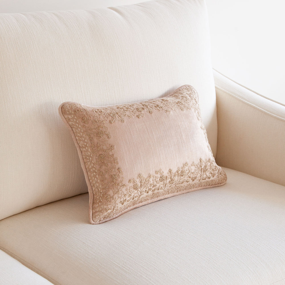 Dusk Pink Embroidered Cushion 30x45cm