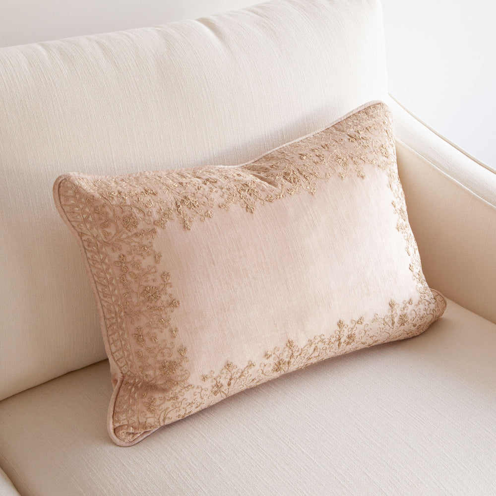 Dusk Pink Embroidered Cushion 40x60cm
