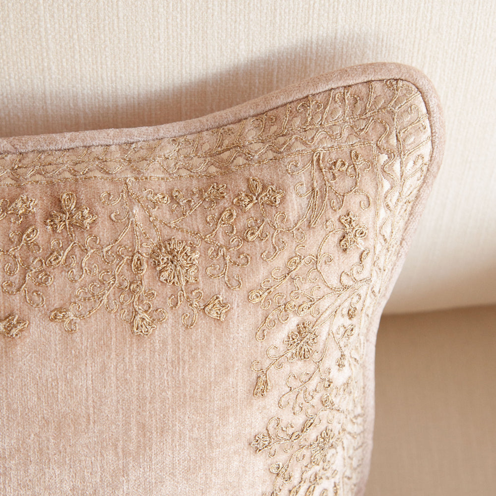 Dusk Pink Embroidered Cushion 30x45cm