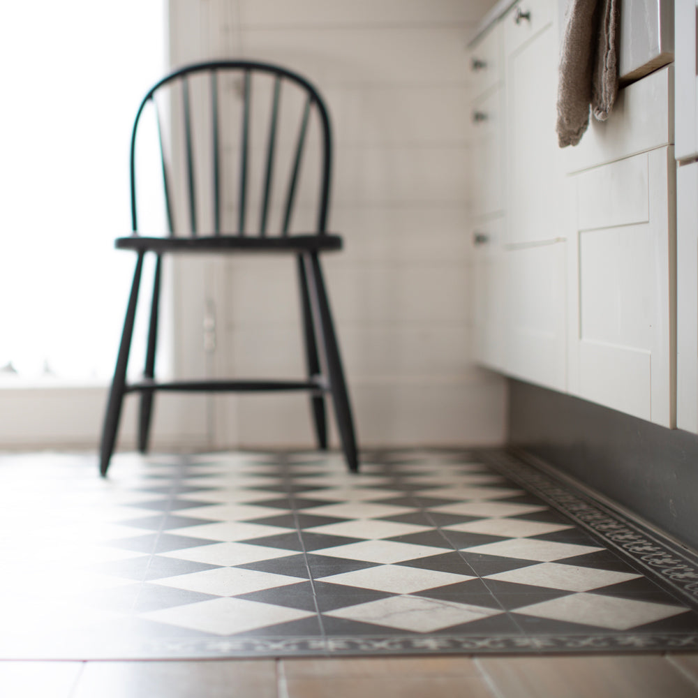 Antique look tiles vinyl floor mat. 
