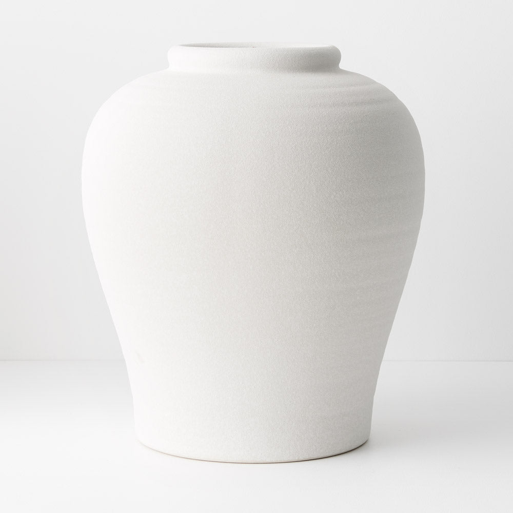 Large white ceramic pot style vase. 