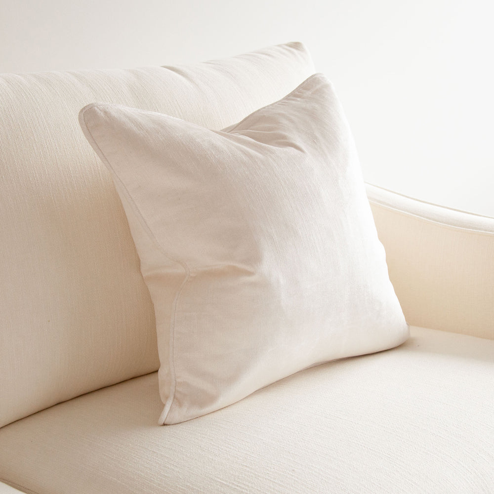 Crushed Velvet Cushion Ivory 50x50cm