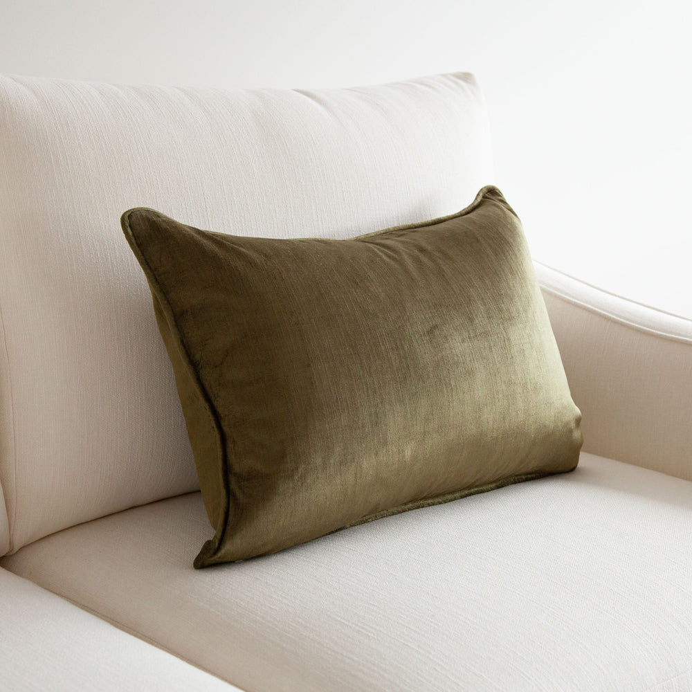 Crushed Velvet Cushion Kingston Green 40x60cm