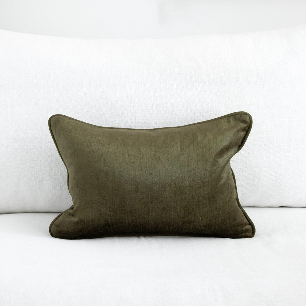 khaki green small velvet cushion