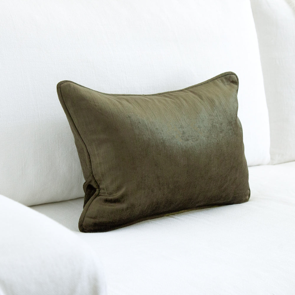 khaki green small velvet cushion