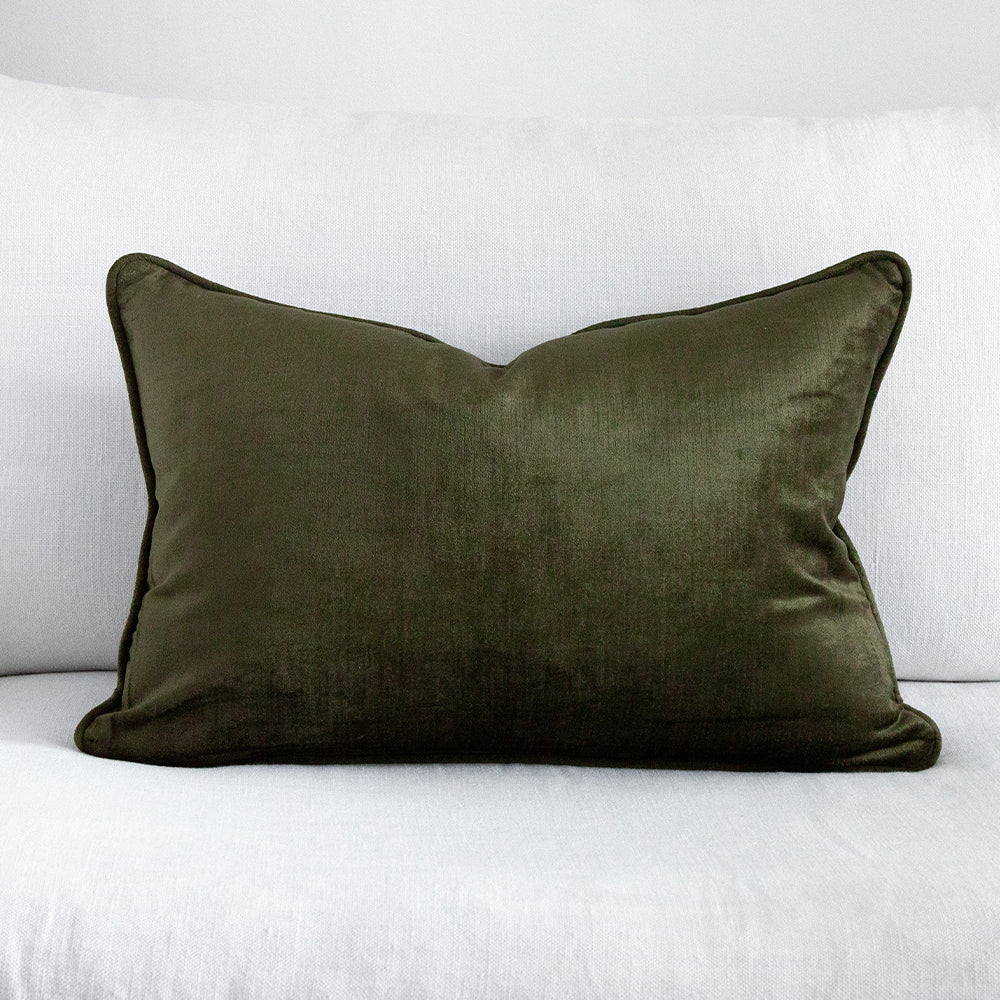 Crushed Velvet Cushion Kingston Green 40x60cm