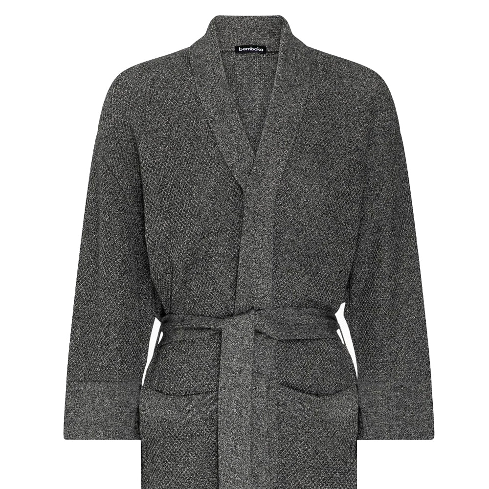 Bemboka Knitted Cotton Bathrobe in Marl Ink Colour.