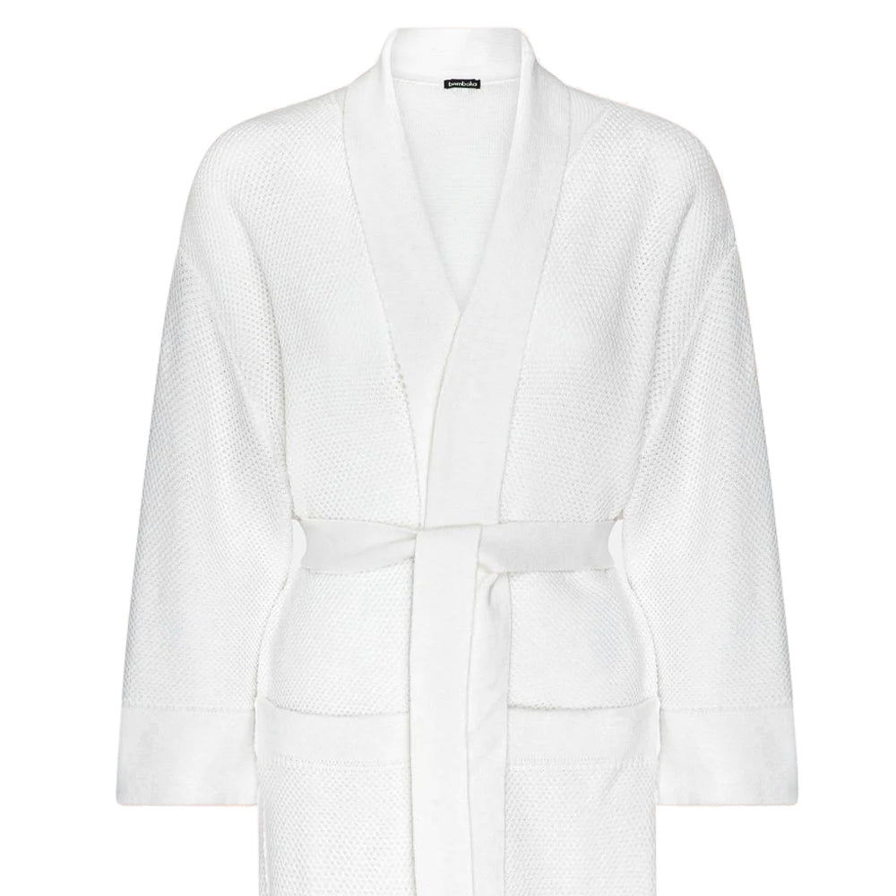 Bemboka Knitted Cotton Bathrobe in White.