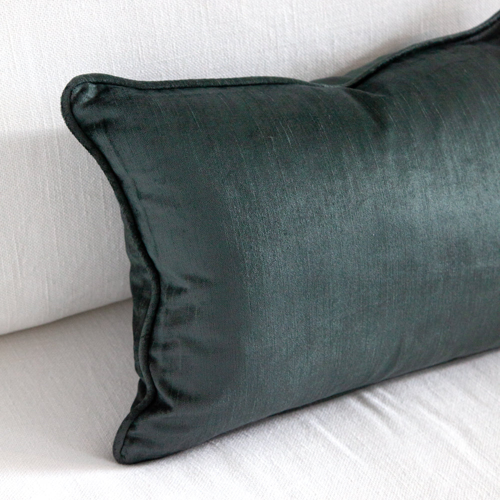 Rich blue green deep teal velvet cushion