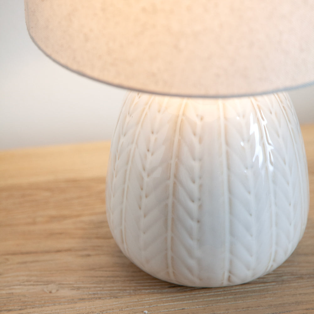 Close up detail of ceramic lamp. 