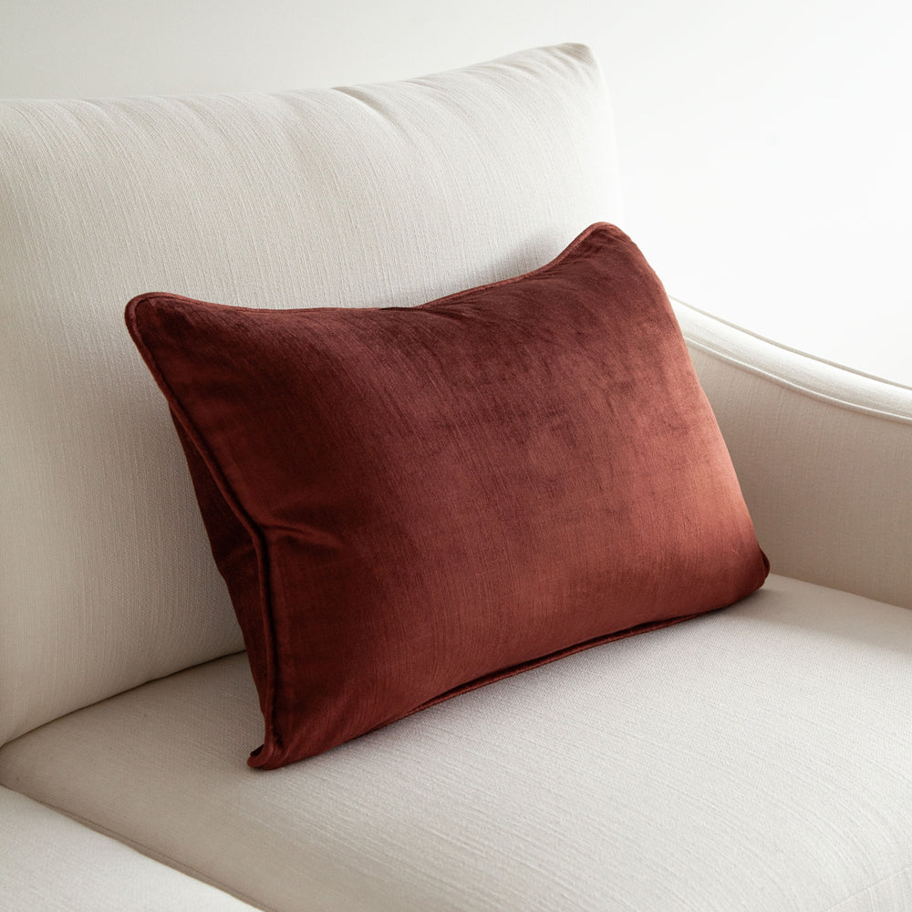 Crushed Velvet Cushion Madder 40x60cm