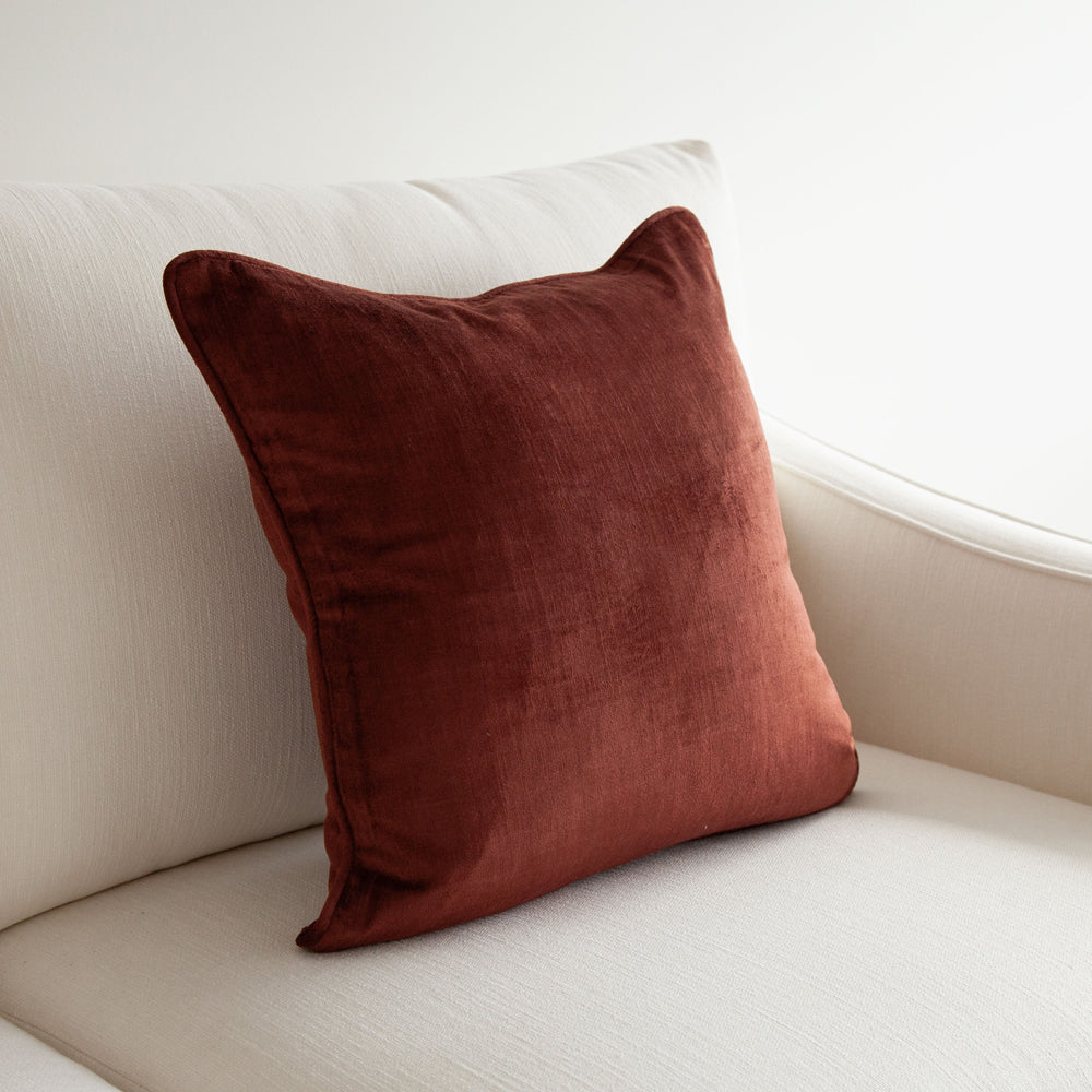Crushed Velvet Cushion Madder 50x50cm
