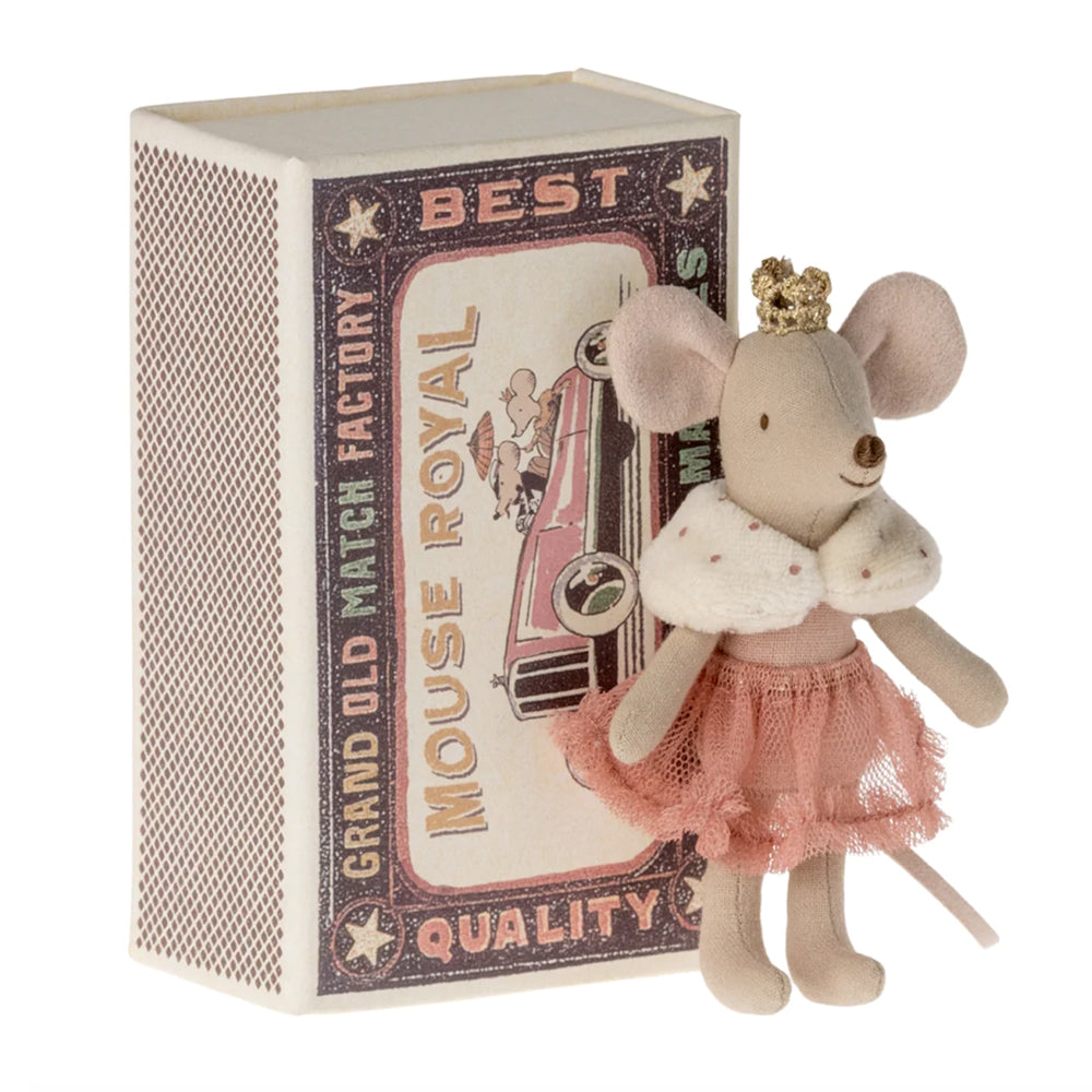Maileg Princess Mouse in matchbox.