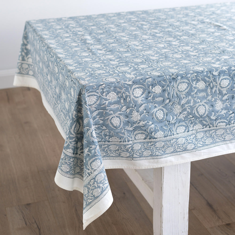 Margot Block Printed Tablecloth Cornflower 280cm