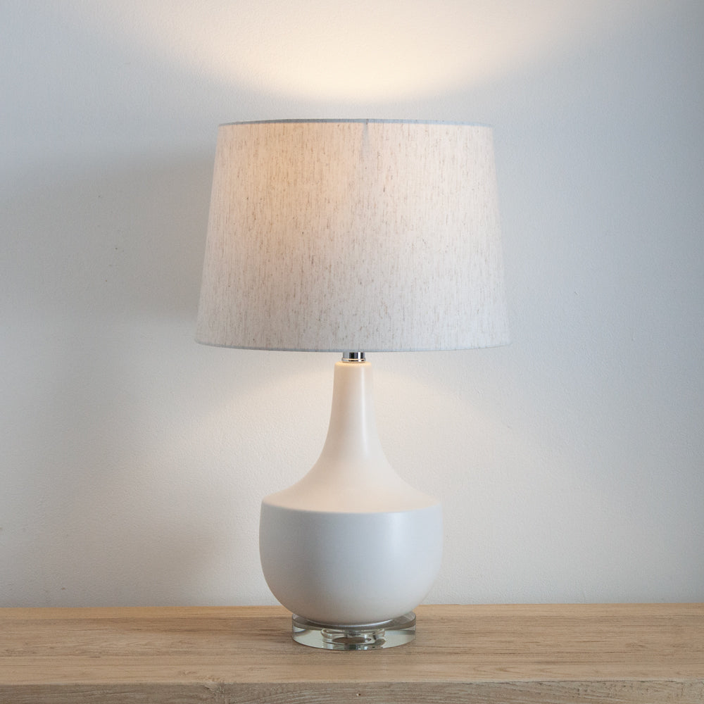 White ceramic table lamp.