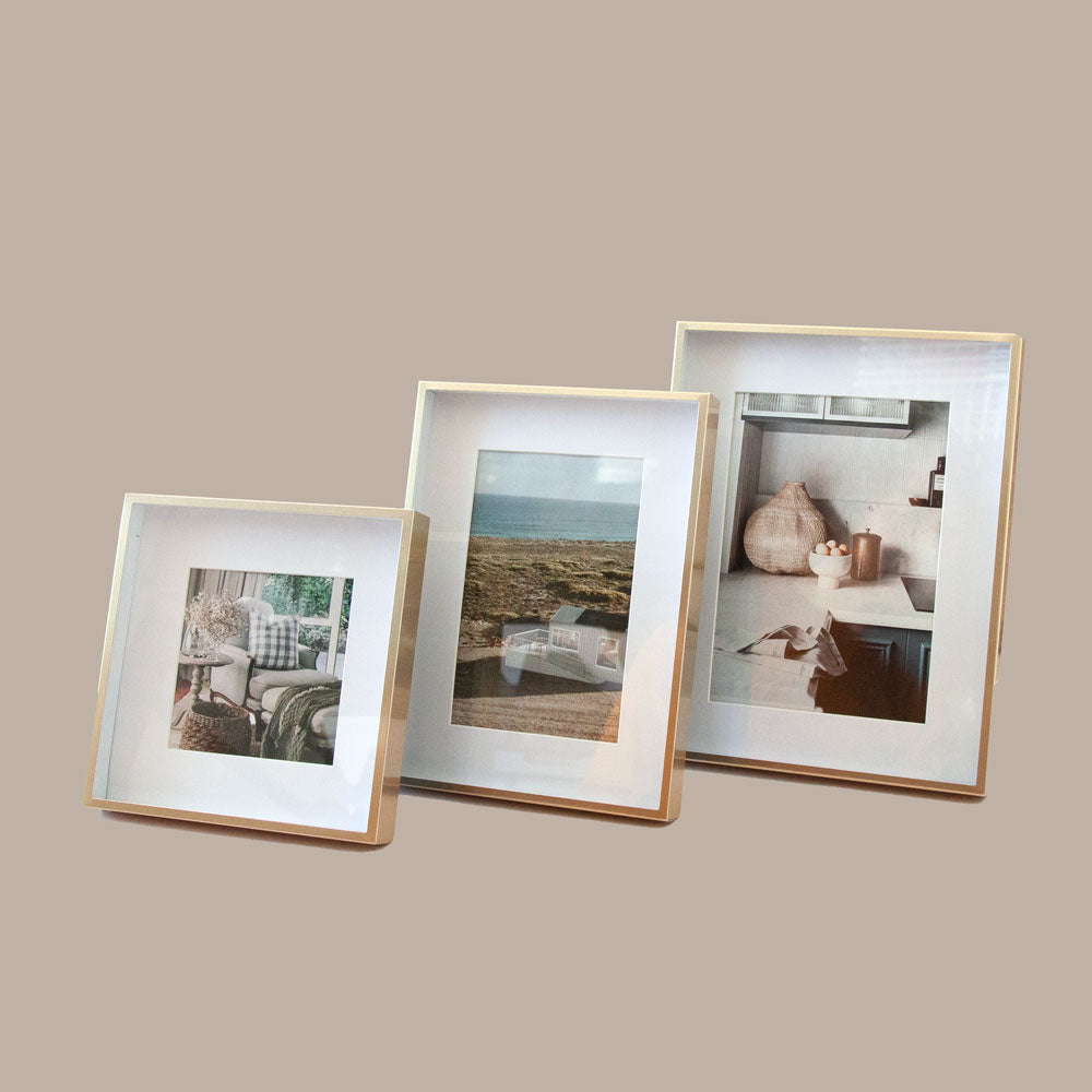 Matte Gold Photo Frames 3 Sizes by Pepperwhites