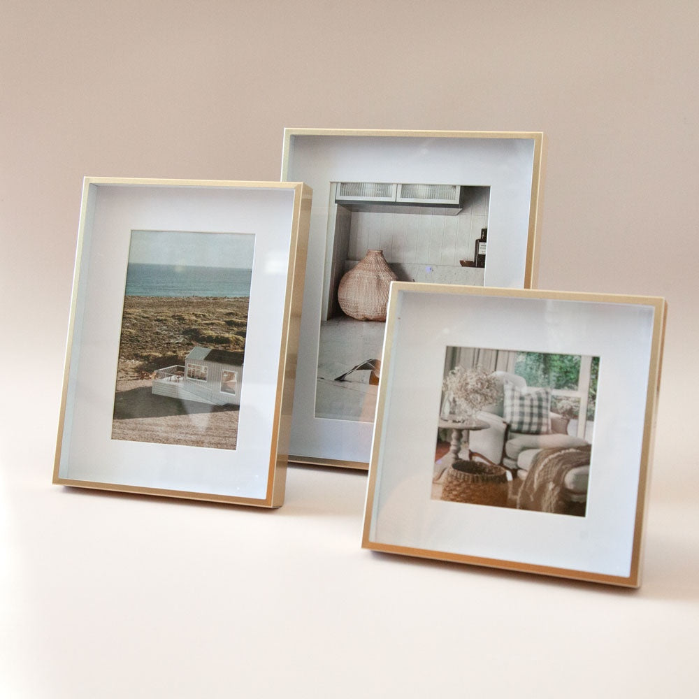 Matte Gold Photo Frames 3 Sizes by Pepperwhites