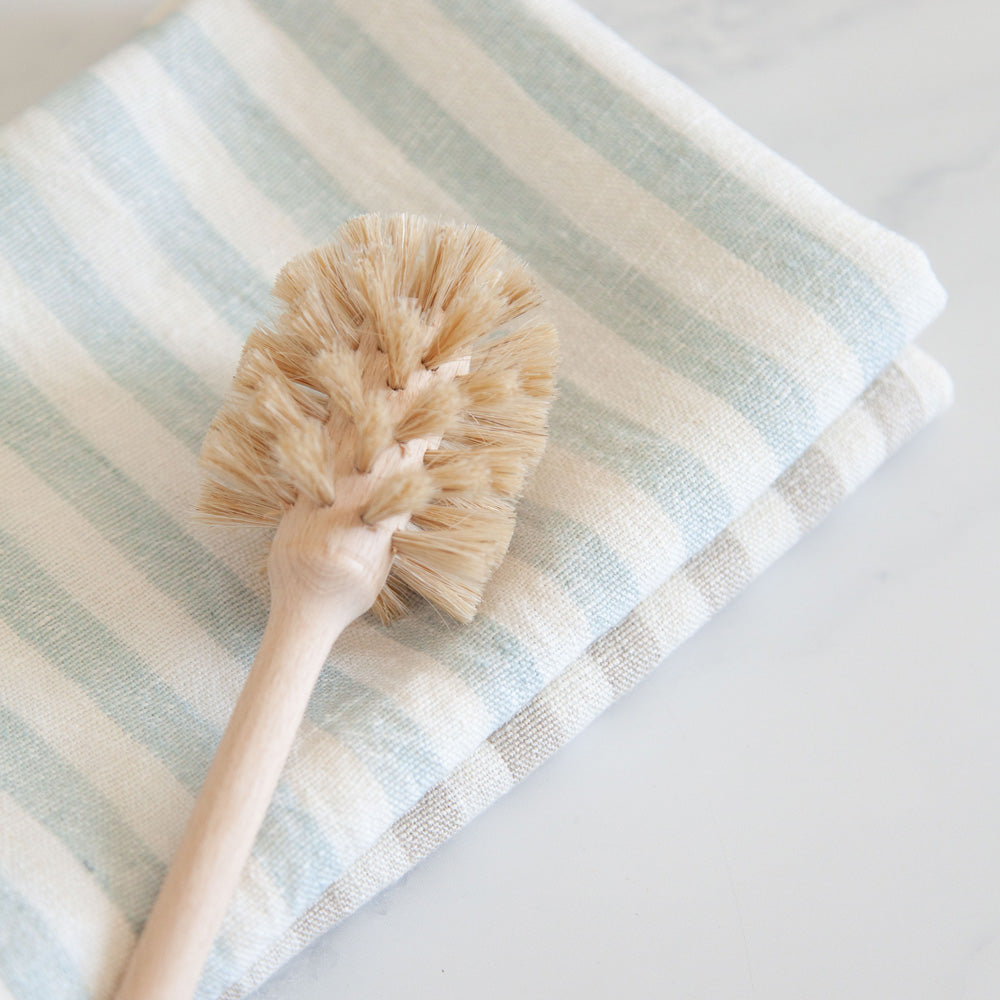 Pencil Stripe Linen Tea Towel Meadow Blue