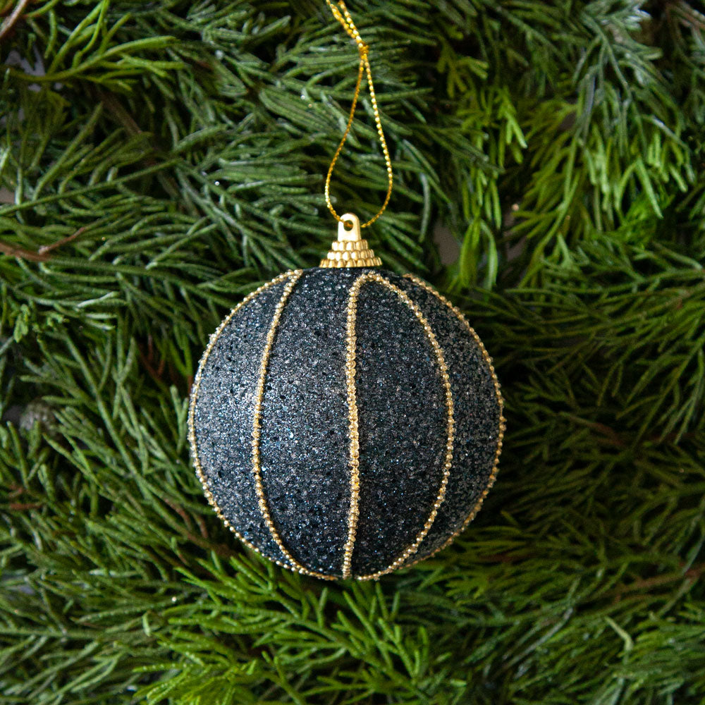 Midnight Blue Ribbed Bauble