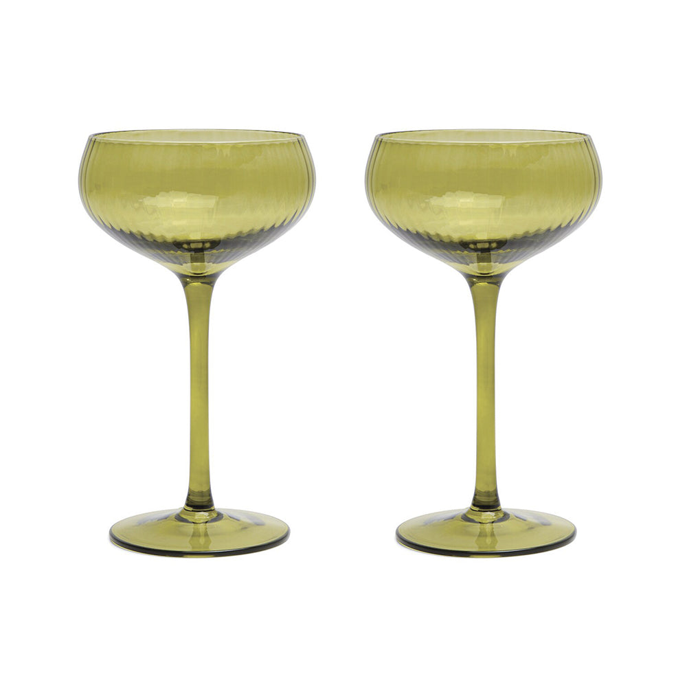 Lou Coupe Glass Pair Olive