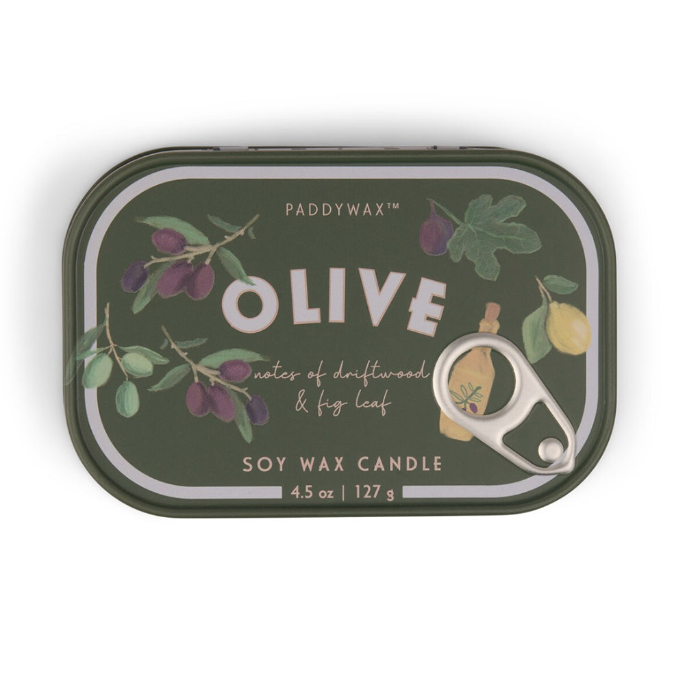 Scented Soy Wax Candle in Decorative Tin - Fig & Olive
