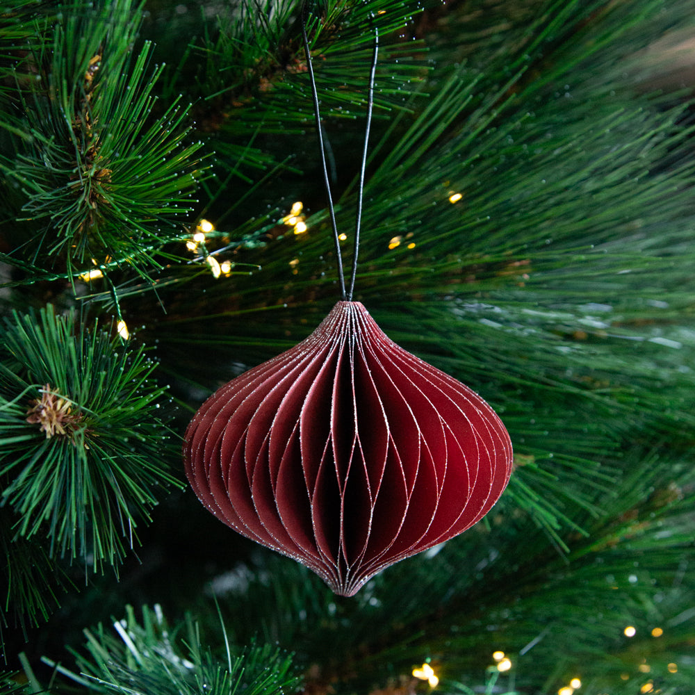 Red honeycomb paper Christmas decoration. 