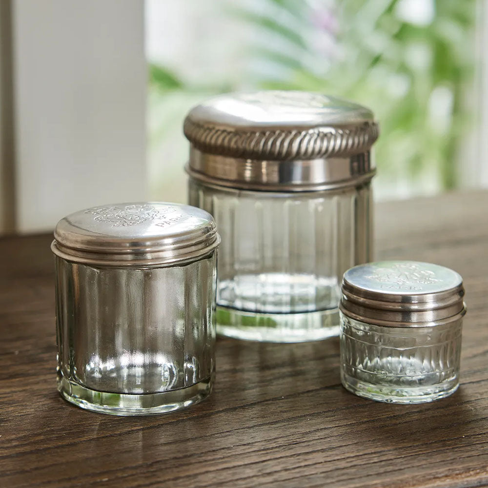 Paris Glass Dressing Table Canisters