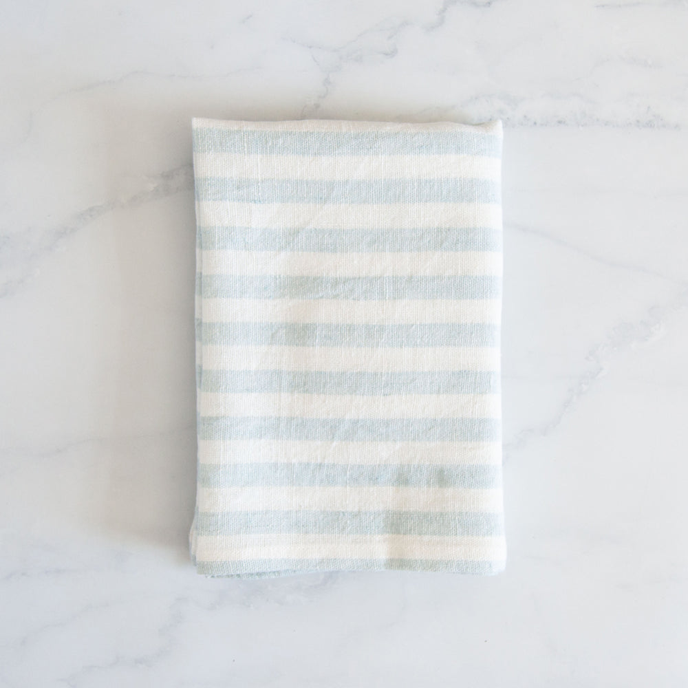 Pencil Stripe Linen Tea Towel Meadow Blue