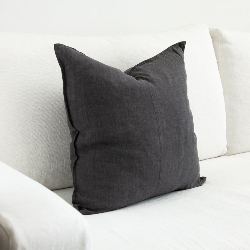 Charcoal linen cushion