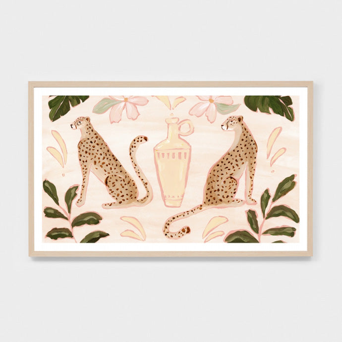 Posing Cheetahs Blush Wall Art