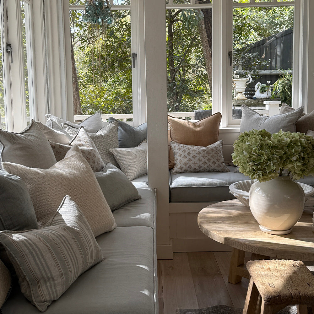 Dobby Antique Blue Gold Cushion 30x45cm