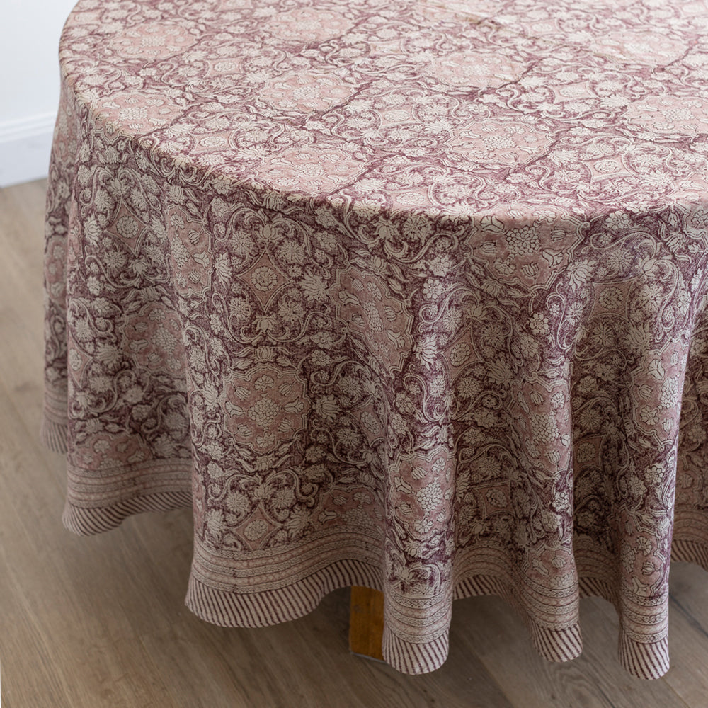 Rosetta Block Printed Tablecloth Round