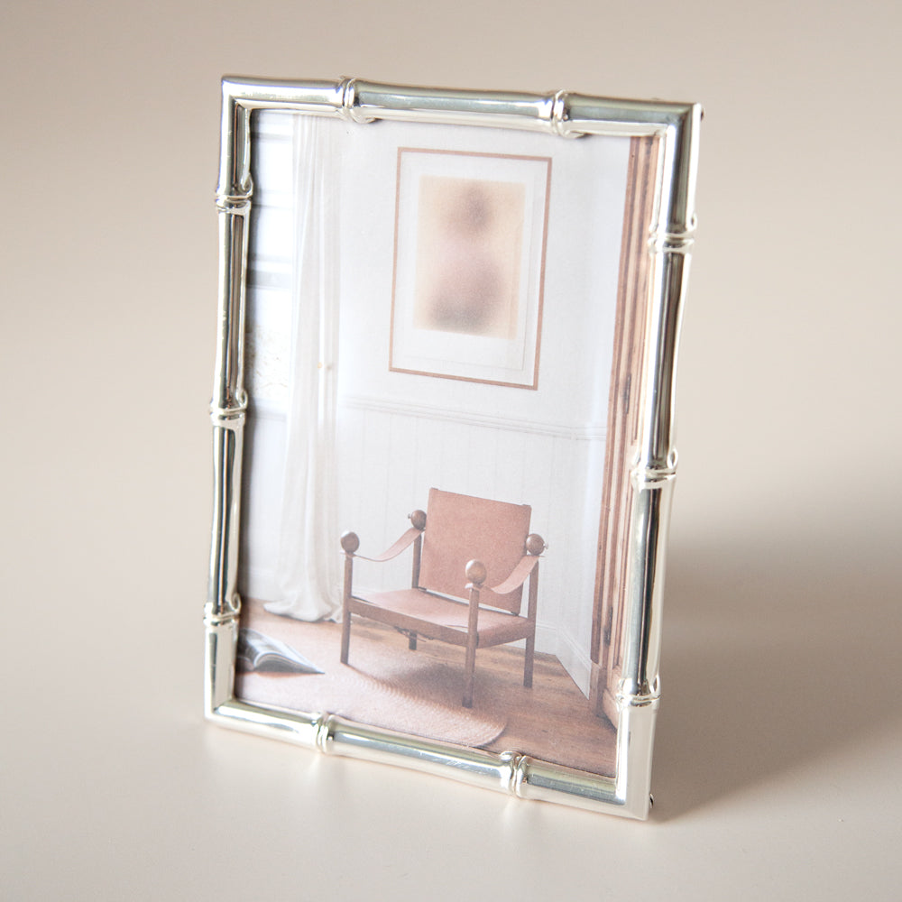 Silver bamboo style photo frame.